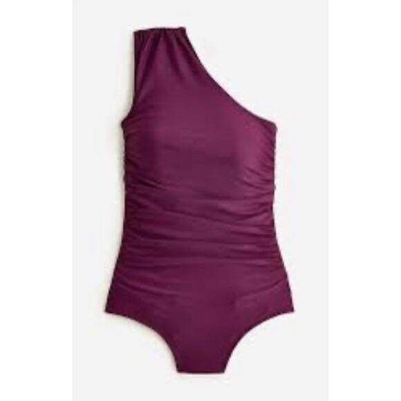 J. Crew Sleek One Shoulder Swimsuit Plus Size 22 Burgundy Wine NWT $118 Slimming - Picture 1 of 6